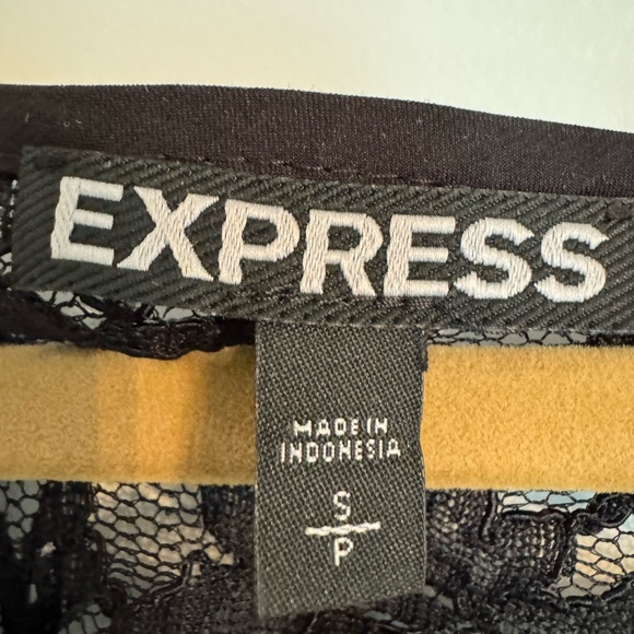 Express Floral Silk Dress EUC Black Green Paisley Lace Belted Sheath Y2k Satin - Picture 13 of 15